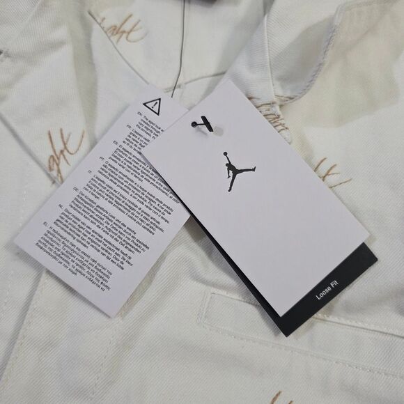 Nike Air Jordan Flight Essentials Denim Button-Down Shirt Off-White Women's S LE - Picture 6 of 8